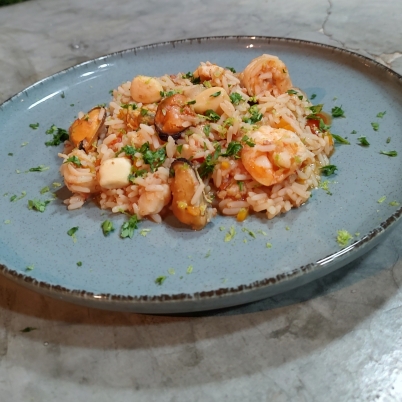 Arroz caldoso de frutos do mar